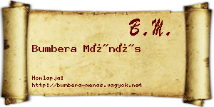 Bumbera Ménás névjegykártya